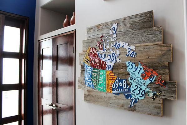 Barnboard License Plate Map of Canada at Crave